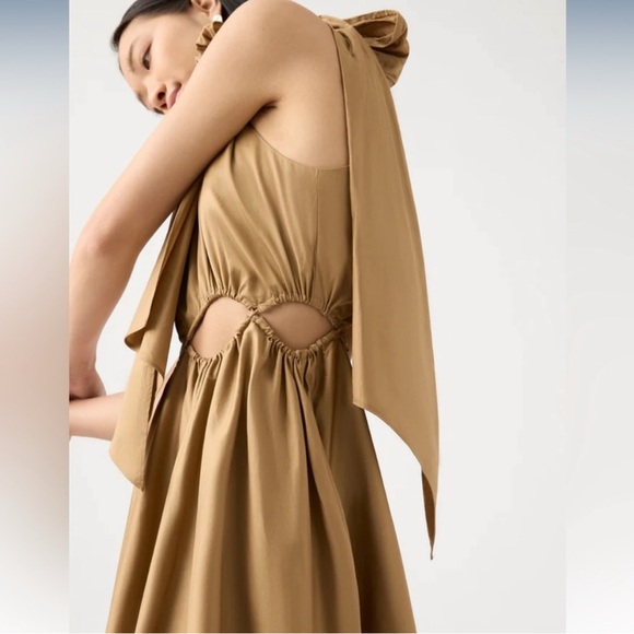 Aje Henriette Tie Strap Midi Dress US Women’s Size 6 Cut Out NWT Willow Brown - Picture 5 of 16